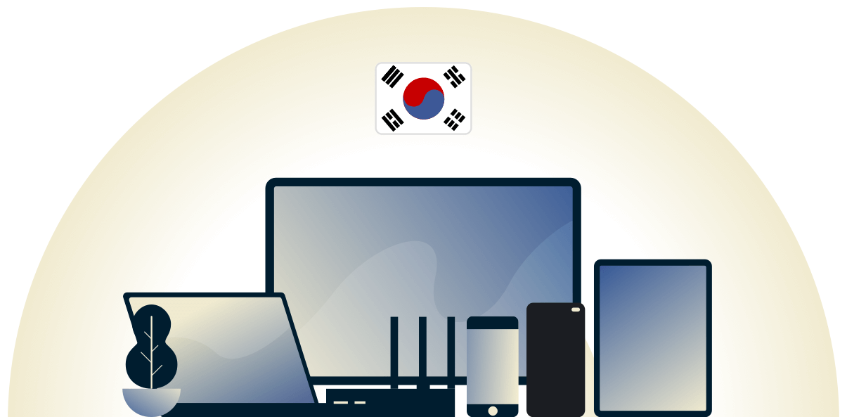Sydkorea VPN beskytter en r&aelig;kke forskellige enheder.